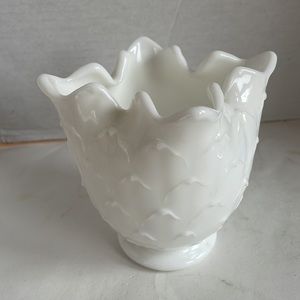 VTG Imperial Milk Glass Ruffled Edge Vase/Dish